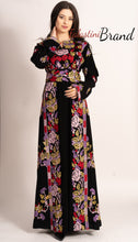 C1 Amazing Floral Palestinian Embroidered Thobe Dress Long Sleeves Cross Stitch Embroidery
