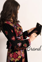 C3 Amazing Floral Palestinian Embroidered Thobe Dress Long Sleeves Cross Stitch Embroidery