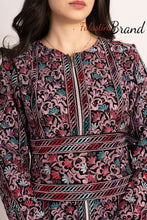 Wonderful Metallic Silver Threads Palestinian Embroidered Thobe Dress Long Sleeve