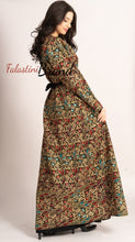 Amazing Metallic Golden Threads Palestinian Embroidered Thobe Dress Long Sleeve