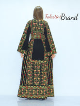 Amazing Black Manajil Palestinian Embroidered Thobe Dress With Astonishing Embroidery
