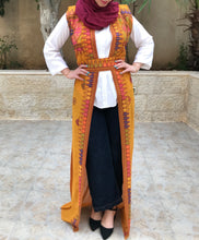 Amazing Ochre Long Embroidered Palestinian Vest