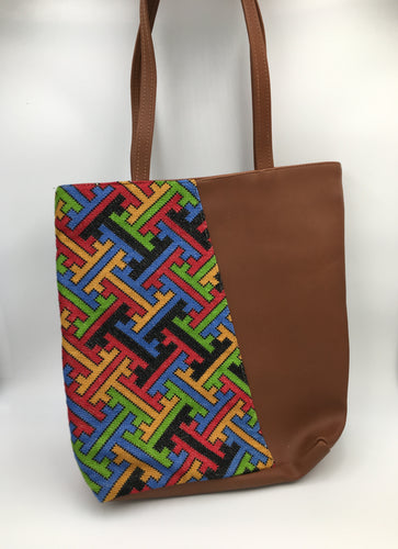 Stylish Brown Hand Embroidered Leather Handbag