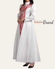 Stunning White Cloche Satin All Long Embroidered Dress