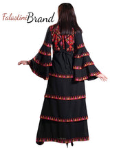 Stunning Black and Red Ruffles Embroidered Dress