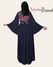 Navy Floral Embroidered 2 Pieces Dress