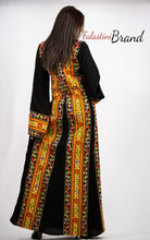 Stylish Fire Color Palestinian Embroidered Abaya Thobe Dress